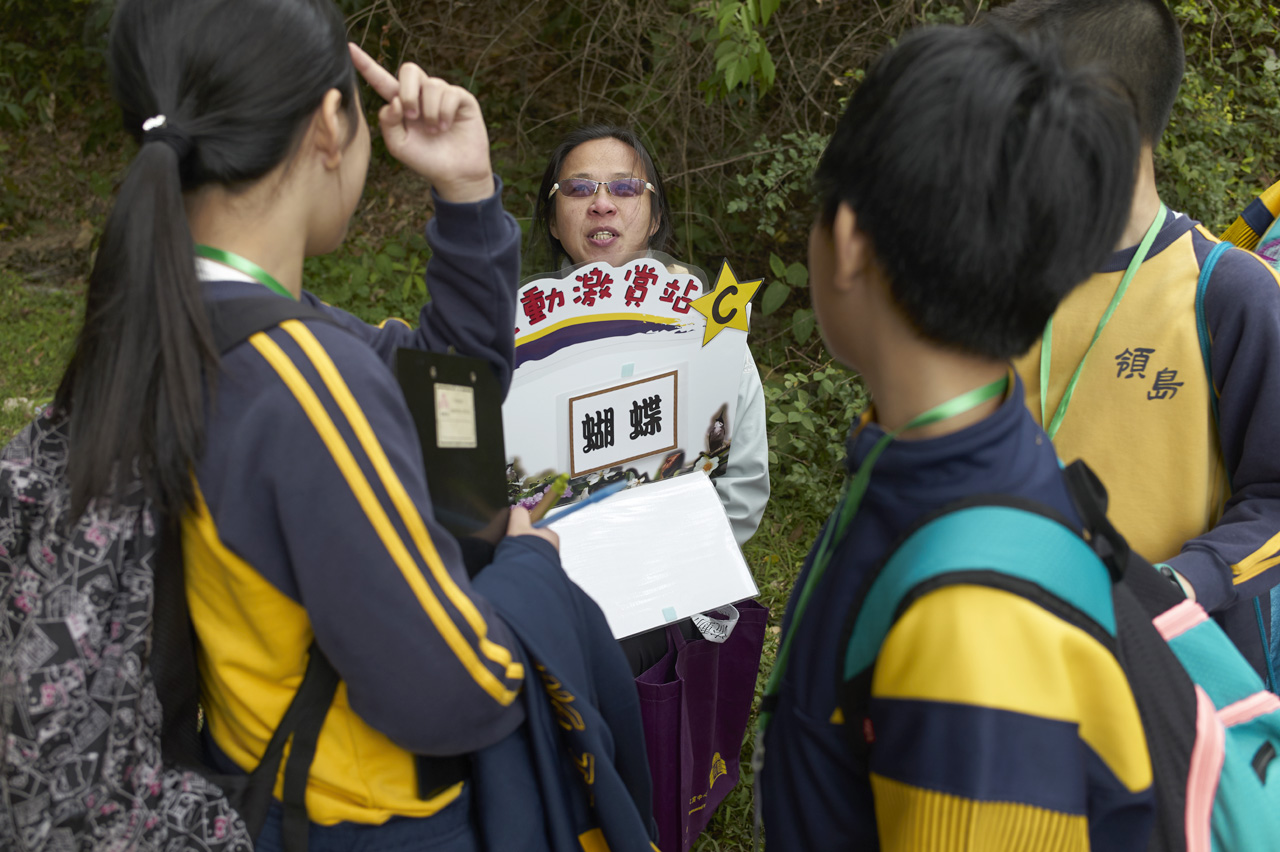 參賽同學透過流動激賞站尋找及認識城門郊野公園的各種動物。